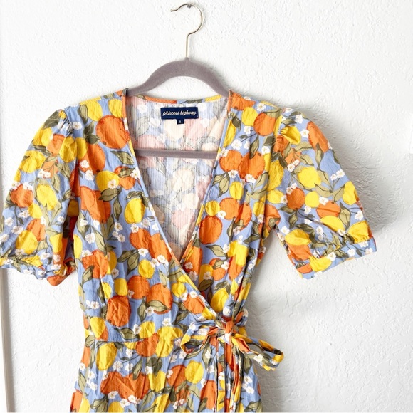 Modcloth Dress Women's 8 Princess Highway My Main Squeeze Citrus Wrap Dress - Picture 2 of 7